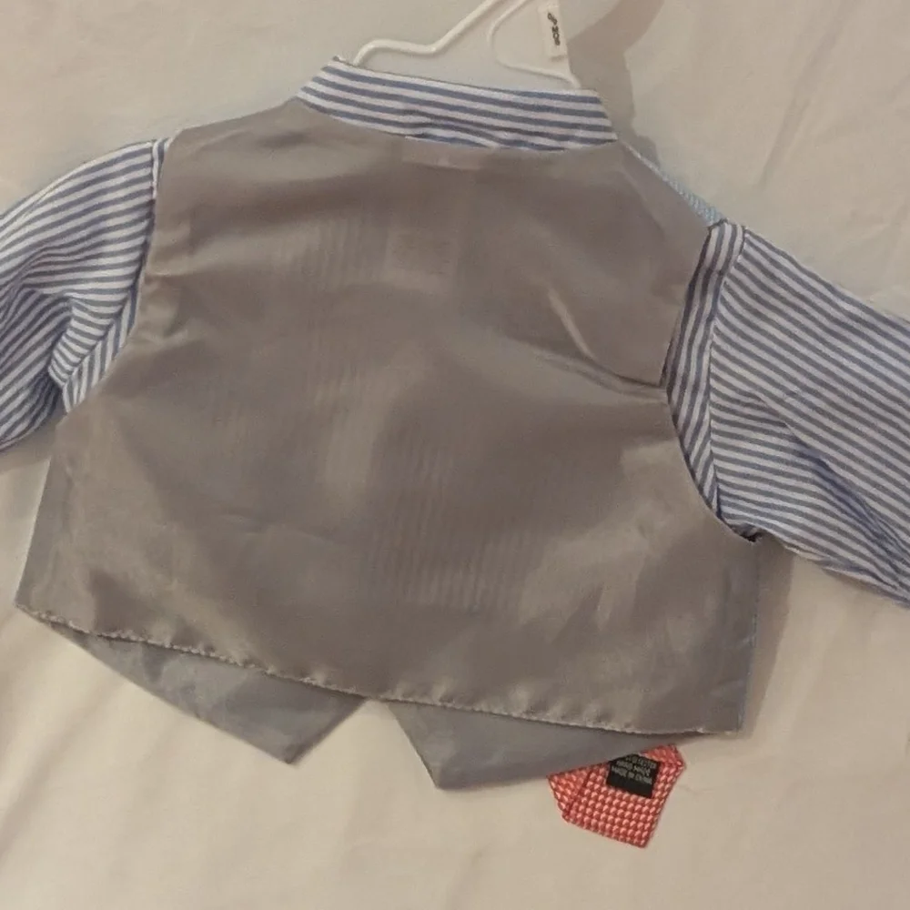 Andrew Fezza Blue and Red Kids Dress Shirt with Tie MISSING PANTS